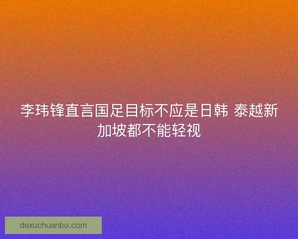 李玮锋直言国足目标不应是日韩 泰越新加坡都不能轻视 李玮锋直言国足目标不应是日韩 泰越新加坡都不能轻视